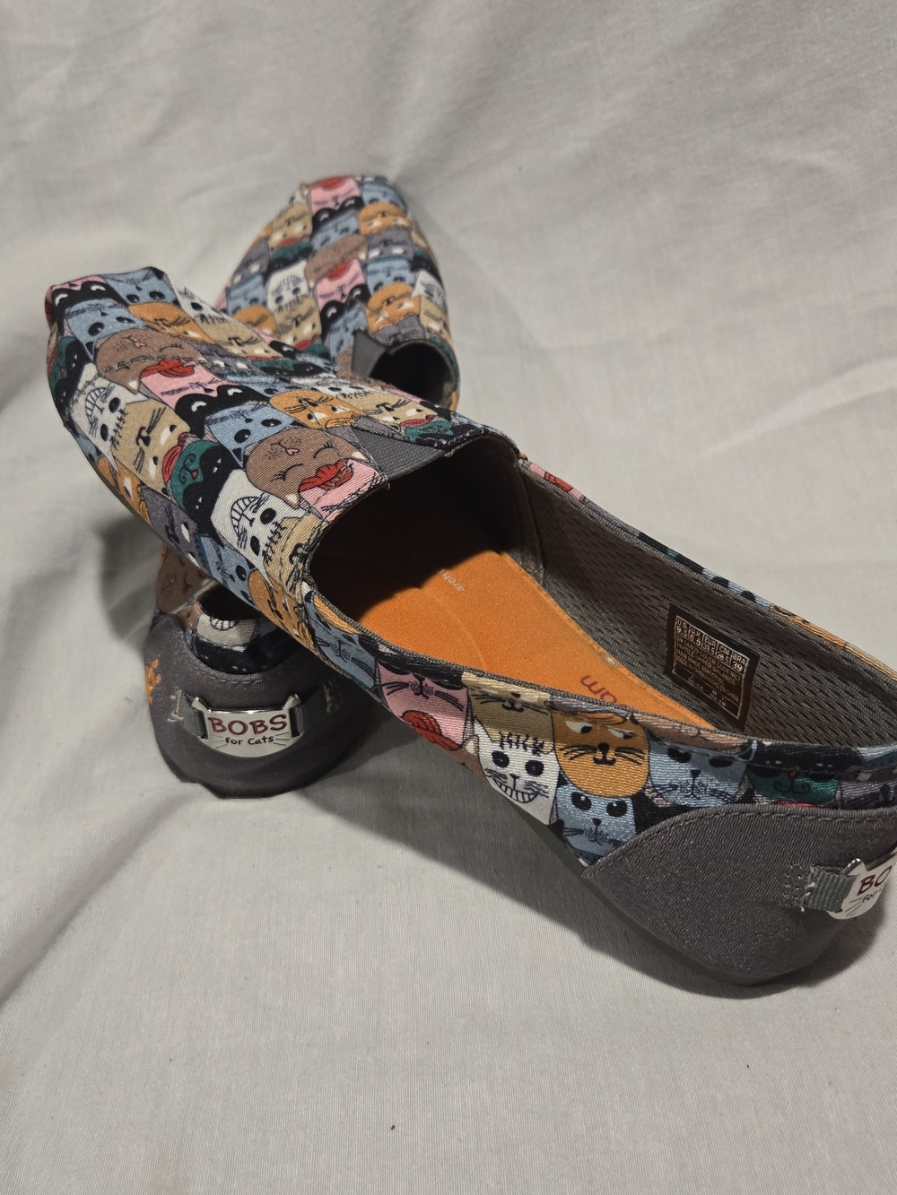 Skechers BOBS Kids Cat Print Slip-On Shoes in Multi-Color Size 9.5W